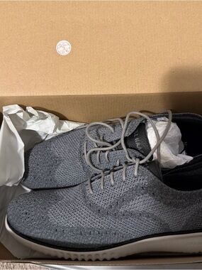 Cole Haan Gray Knit Lace-Up Oxfords